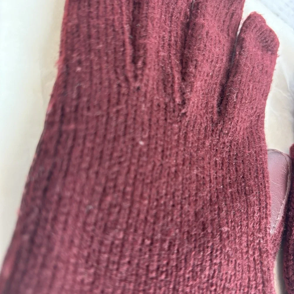 Vintage Leather‎ & Knit Driving Gloves Burgundy Maroon M/L Fancy Retro Mid Mod